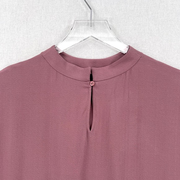 EILEEN FISHER Tunic Top Womens S Mauve Purple Silk Georgette Crepe Funnel Neck - Picture 10 of 16